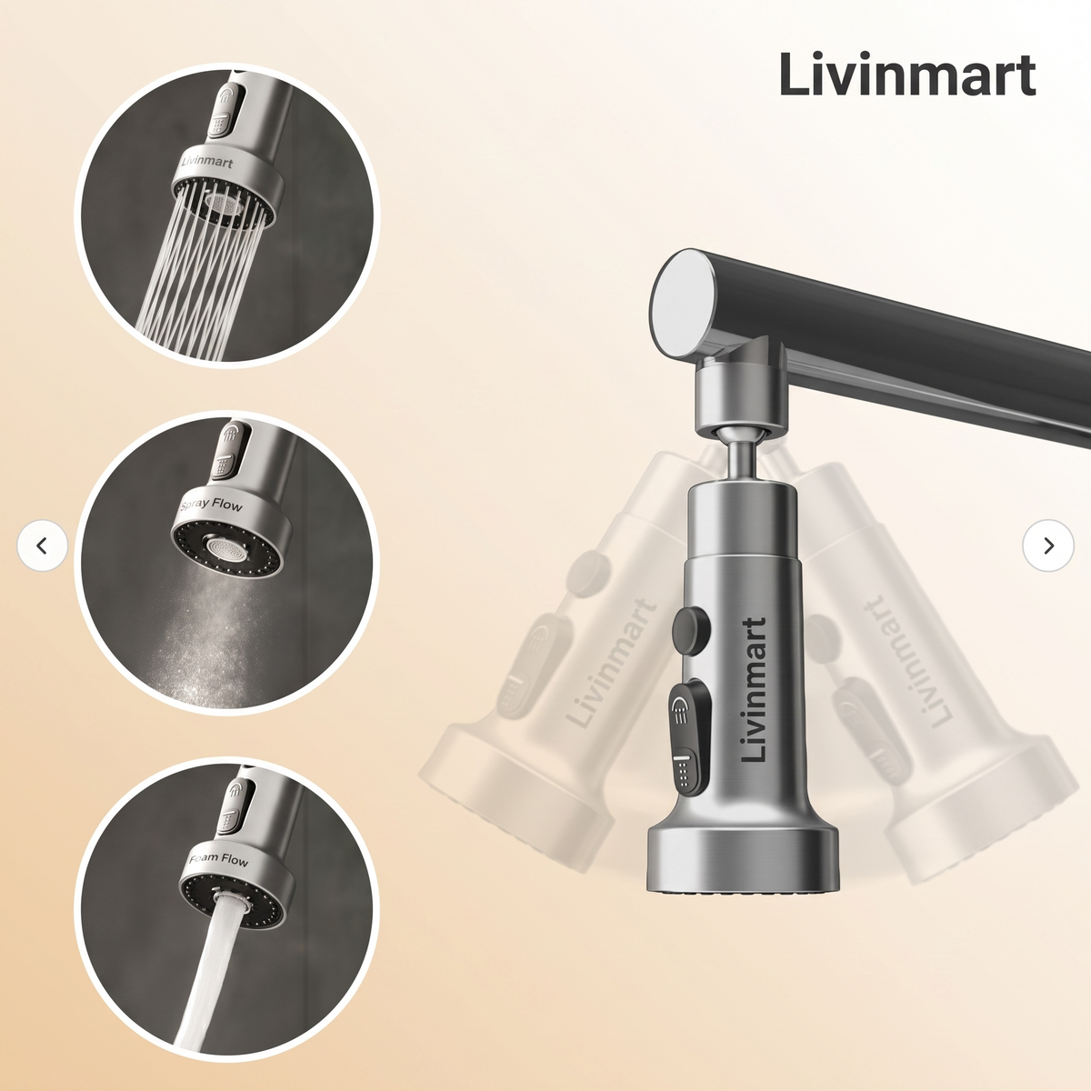 Stainless Steel Tap Extension for Kitchen and Basin | 3 Flow Modes | Flexible Faucet Extender for Taps