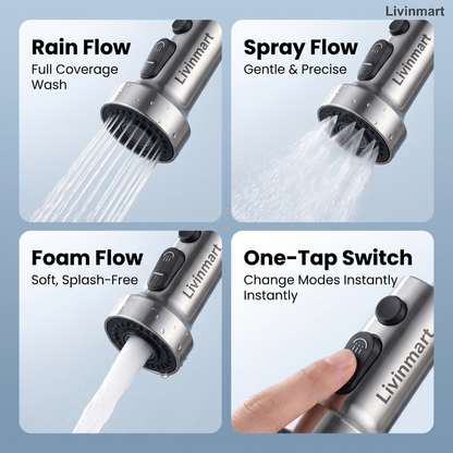 Stainless Steel Tap Extension for Kitchen and Basin | 3 Flow Modes | Flexible Faucet Extender for Taps