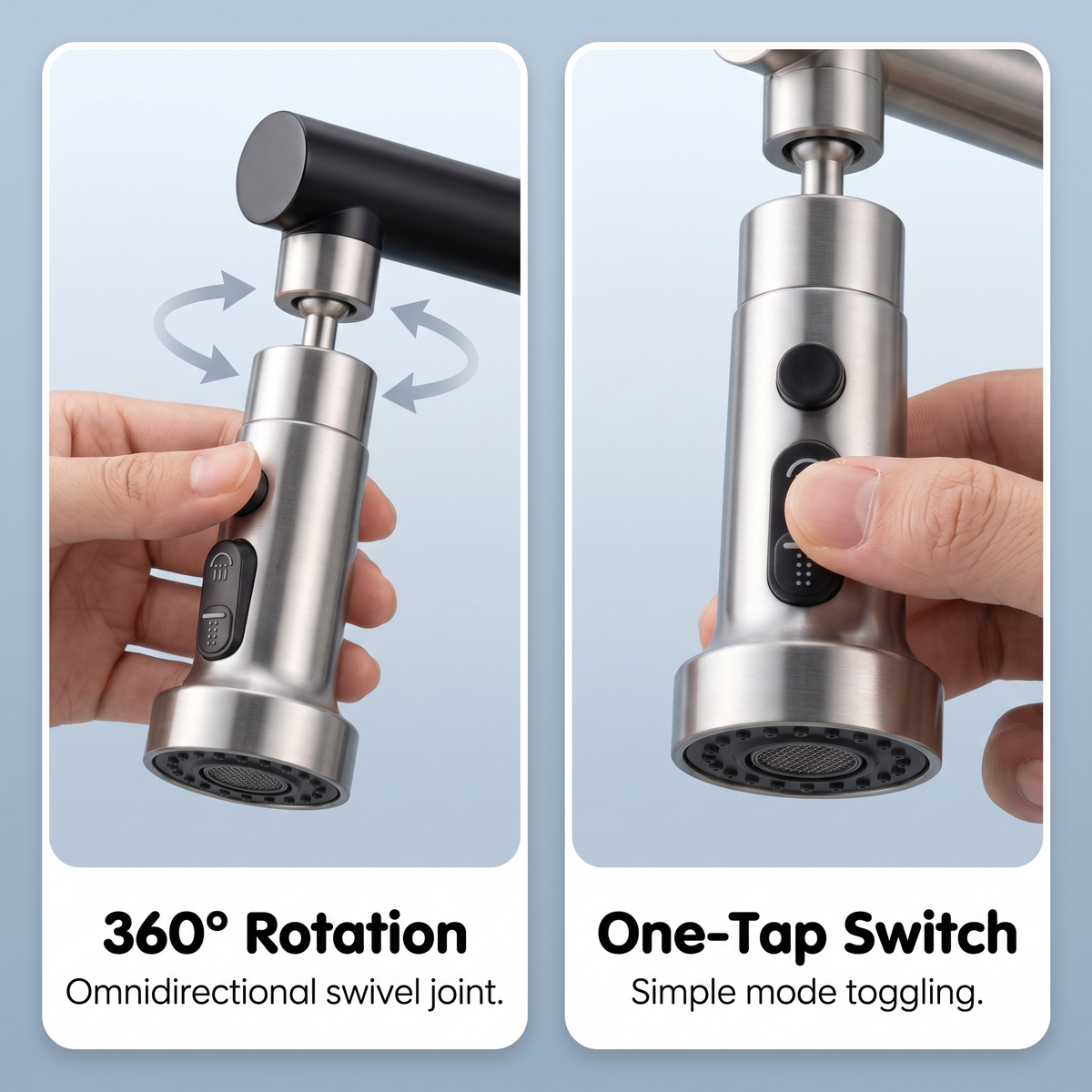 Stainless Steel Tap Extension for Kitchen and Basin | 3 Flow Modes | Flexible Faucet Extender for Taps