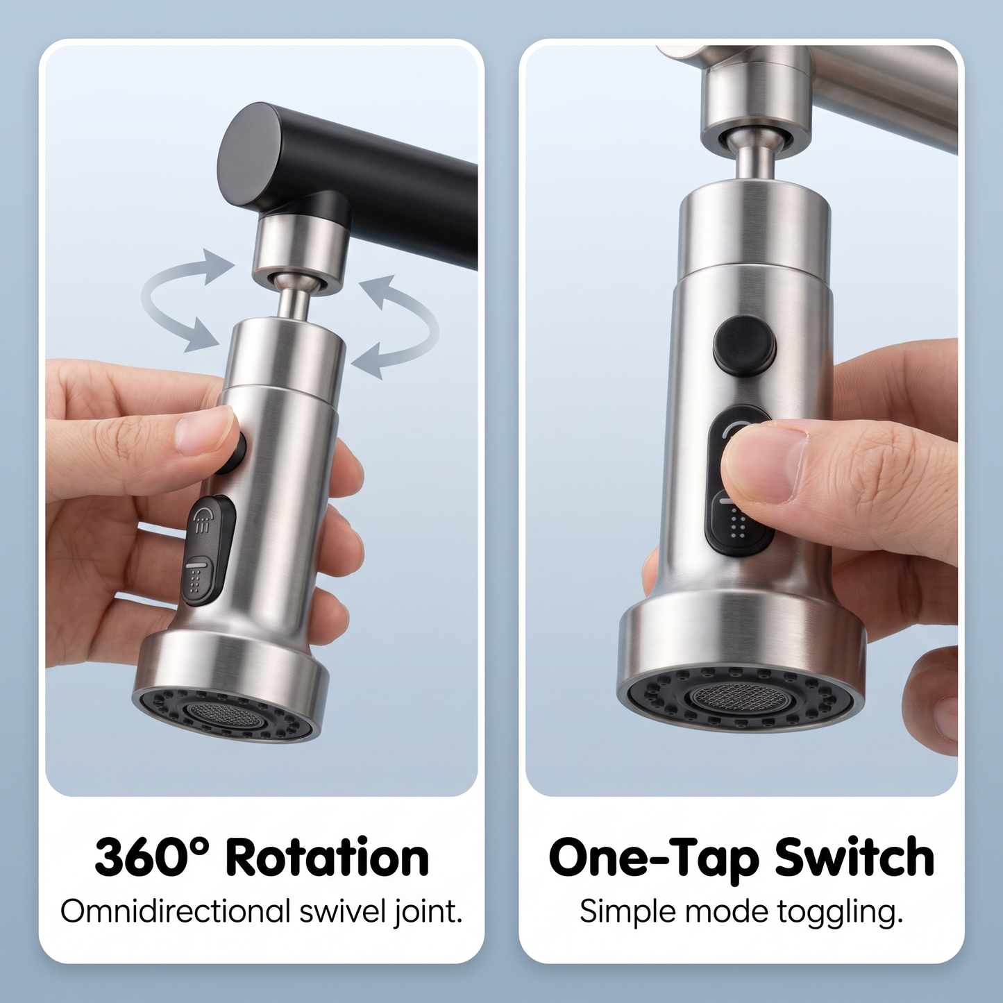 Stainless Steel Tap Extension for Kitchen and Basin | 3 Flow Modes | Flexible Faucet Extender for Taps