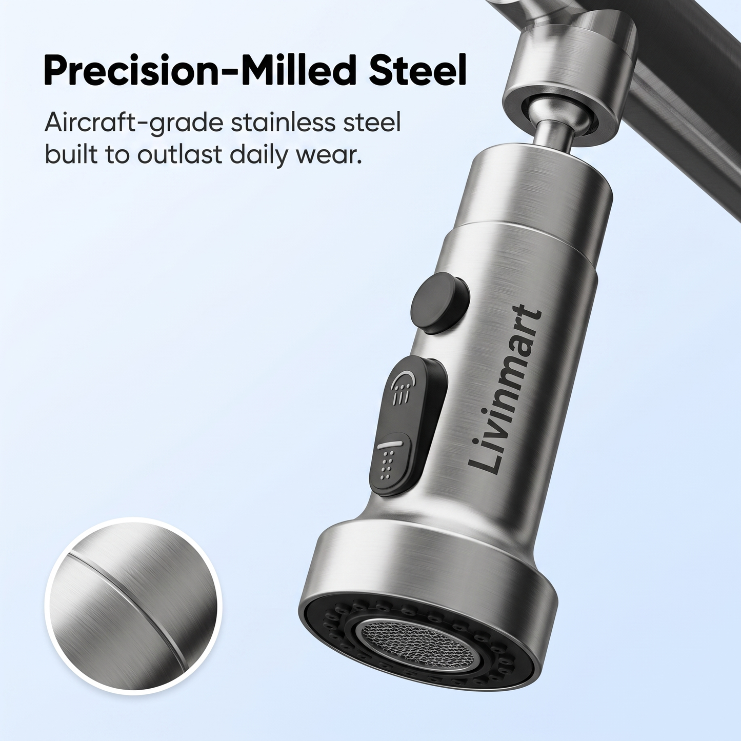 Stainless Steel Tap Extension for Kitchen and Basin | 3 Flow Modes | Flexible Faucet Extender for Taps