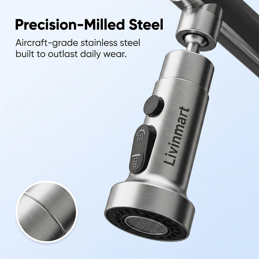 Stainless Steel Tap Extension for Kitchen and Basin | 3 Flow Modes | Flexible Faucet Extender for Taps