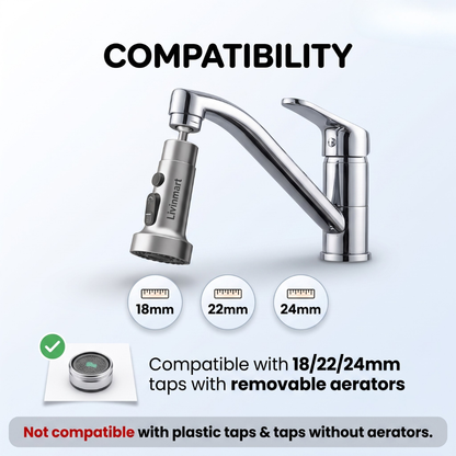 Stainless Steel Tap Extension for Kitchen and Basin | 3 Flow Modes | Flexible Faucet Extender for Taps