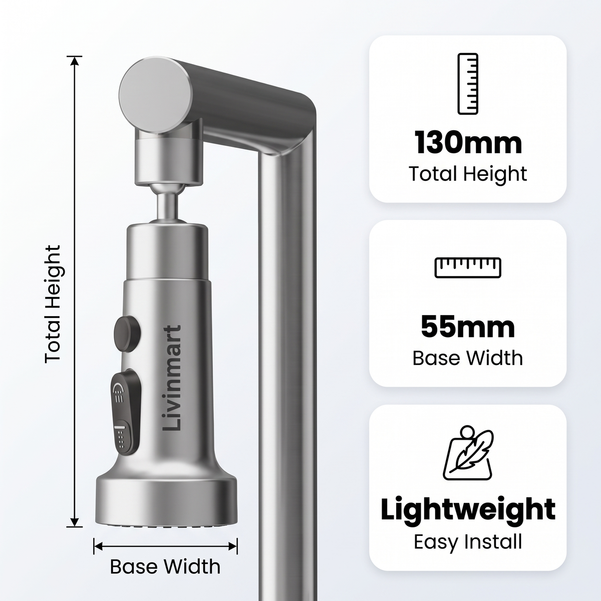 Stainless Steel Tap Extension for Kitchen and Basin | 3 Flow Modes | Flexible Faucet Extender for Taps