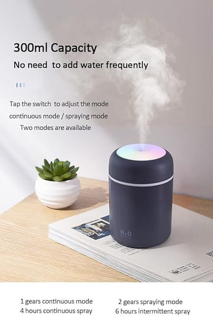 Portable Mini Humidifier with Night Light – Quiet 2 Mist Modes