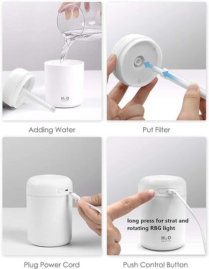 Portable Mini Humidifier with Night Light – Quiet 2 Mist Modes