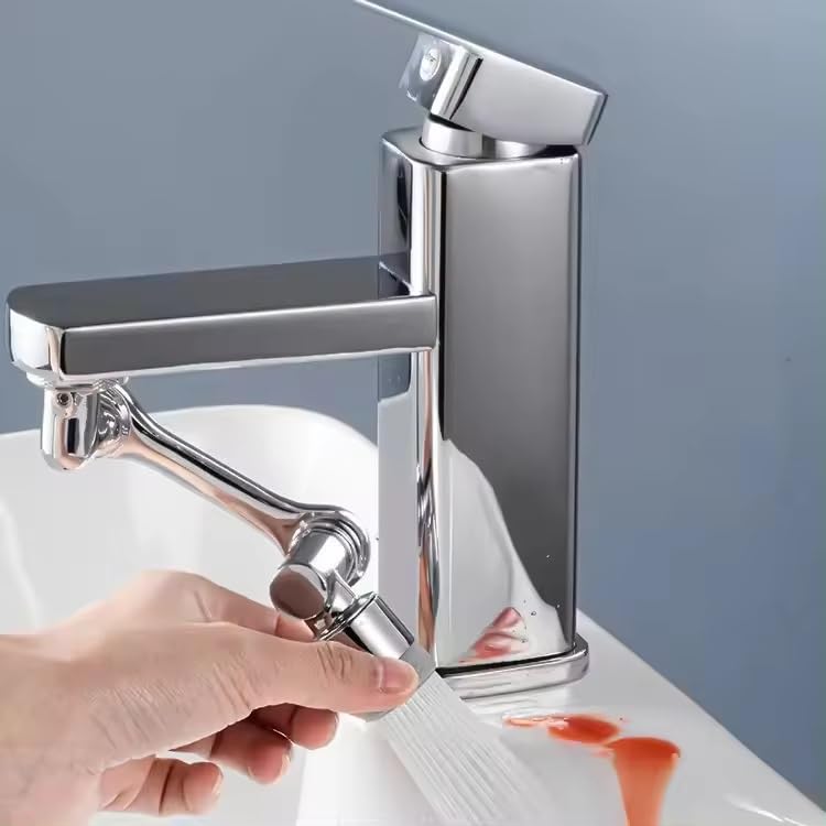 Stainless Steel 1080 Rotating Splash Filter Faucet Extender Dual Rotation Function Faucet Universal Extender Spray Head Anti Faucet Extender Bathroom Sink Sprayer Faucet [ 11x6x5 CM ]