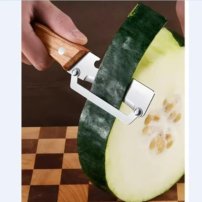 Multi-Functional Stainless Steel Vegetable Peeler with Wooden Handle & Bottle Opener