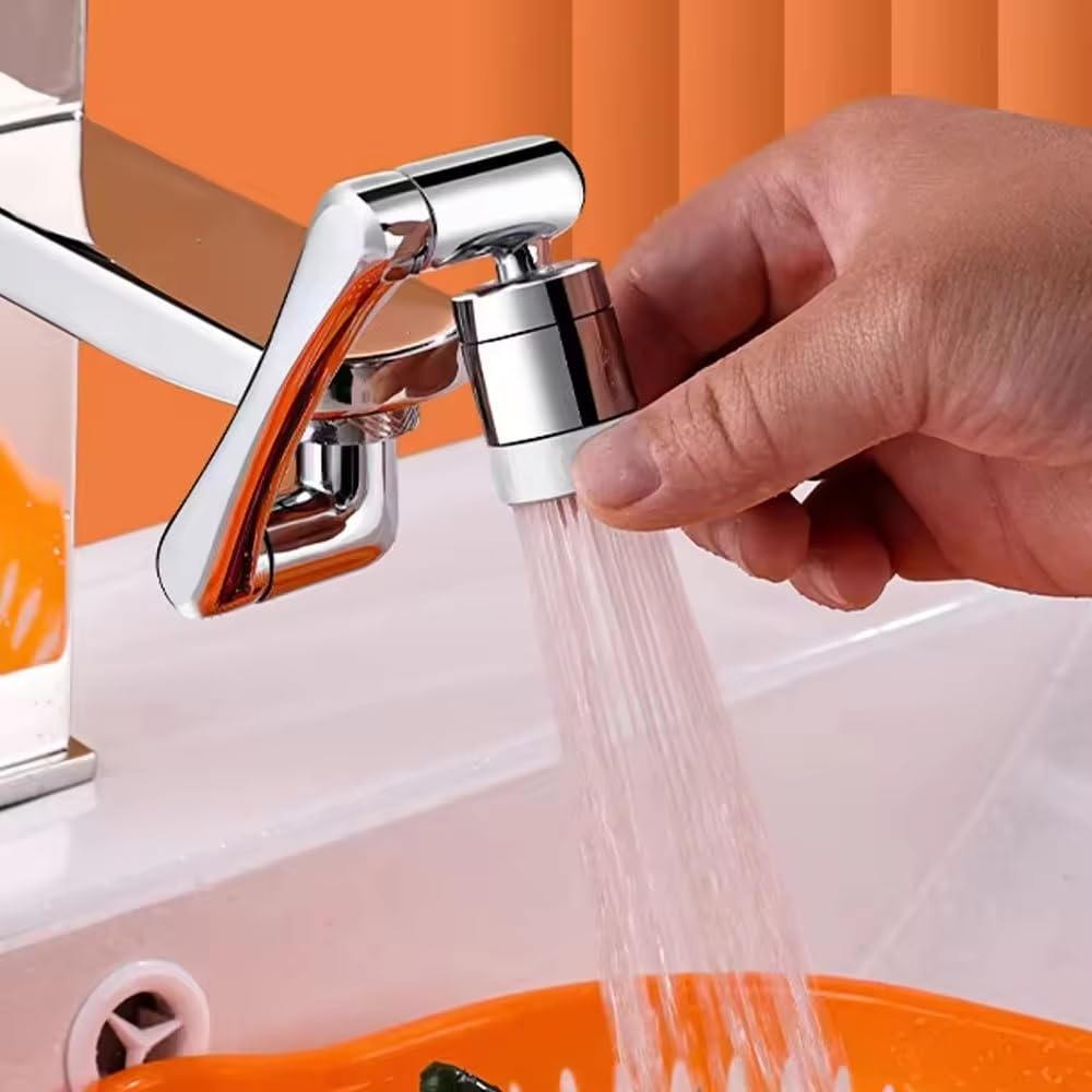 Stainless Steel 1080 Rotating Splash Filter Faucet Extender Dual Rotation Function Faucet Universal Extender Spray Head Anti Faucet Extender Bathroom Sink Sprayer Faucet [ 11x6x5 CM ]