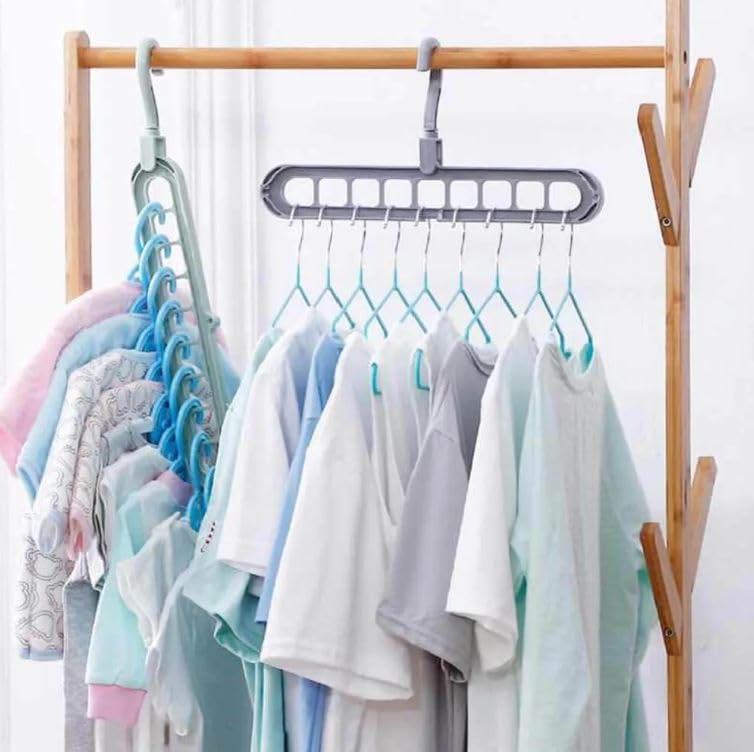 9 in 1 Magic Hanger Storage Rack Adjustable Anti-Slip Hanger Hooks Closet Tie Scarf Organize Holder Pants Clothing Drying Rack (Pack of 4)