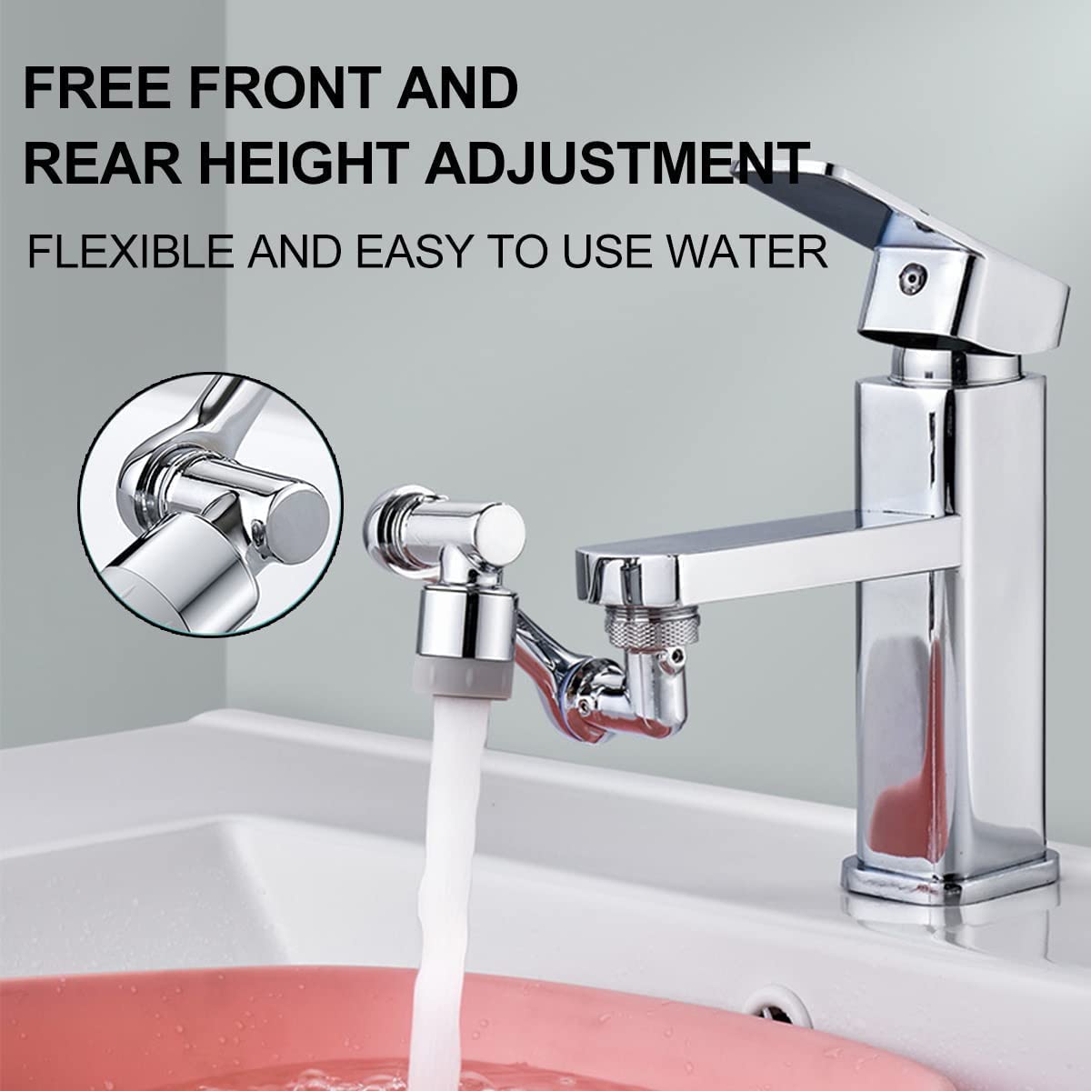 Stainless Steel 1080 Rotating Splash Filter Faucet Extender Dual Rotation Function Faucet Universal Extender Spray Head Anti Faucet Extender Bathroom Sink Sprayer Faucet [ 11x6x5 CM ]
