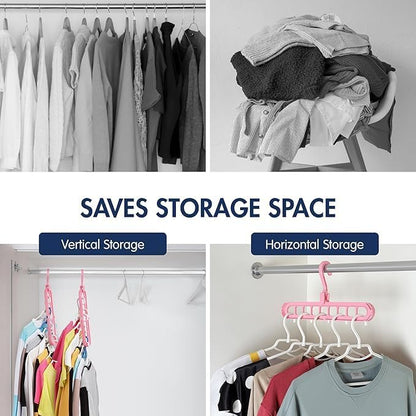 9 in 1 Magic Hanger Storage Rack Adjustable Anti-Slip Hanger Hooks Closet Tie Scarf Organize Holder Pants Clothing Drying Rack (Pack of 4)
