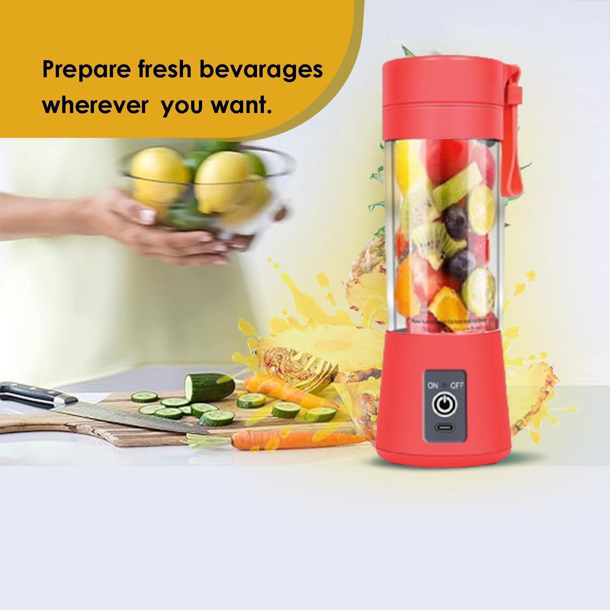 Portable Blender, Mini Personal Blender Bottles for shakes and smoothies, Cordless with USB Rechargeable To Go Mixer Electric juicer Cup for Fruit Juice Protein mixes Travel Juice Maker