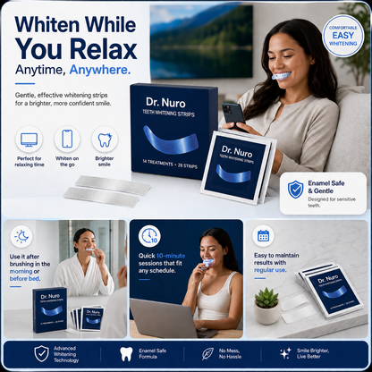 Dr. Nuro Teeth Whitening Strips | 14 Treatments | Enamel Safe Formula