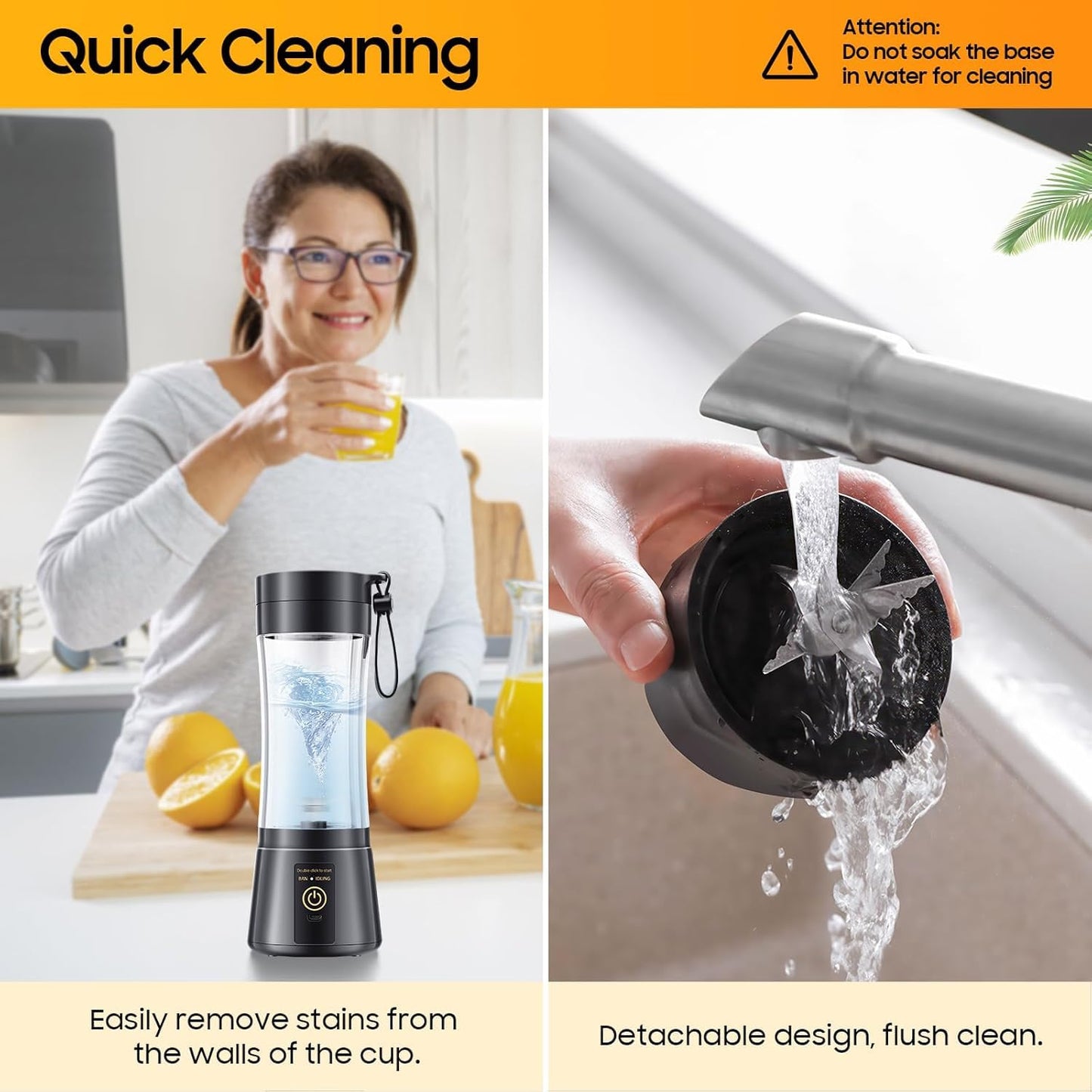 Portable Blender, Mini Personal Blender Bottles for shakes and smoothies, Cordless with USB Rechargeable To Go Mixer Electric juicer Cup for Fruit Juice Protein mixes Travel Juice Maker