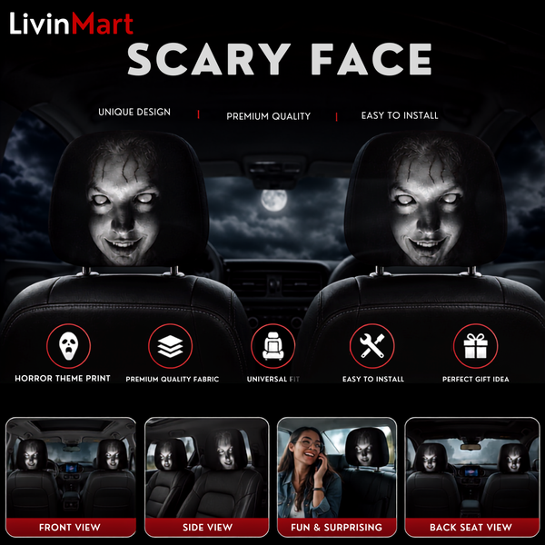 Ghost Face Snug-Fit Car Headrest Covers