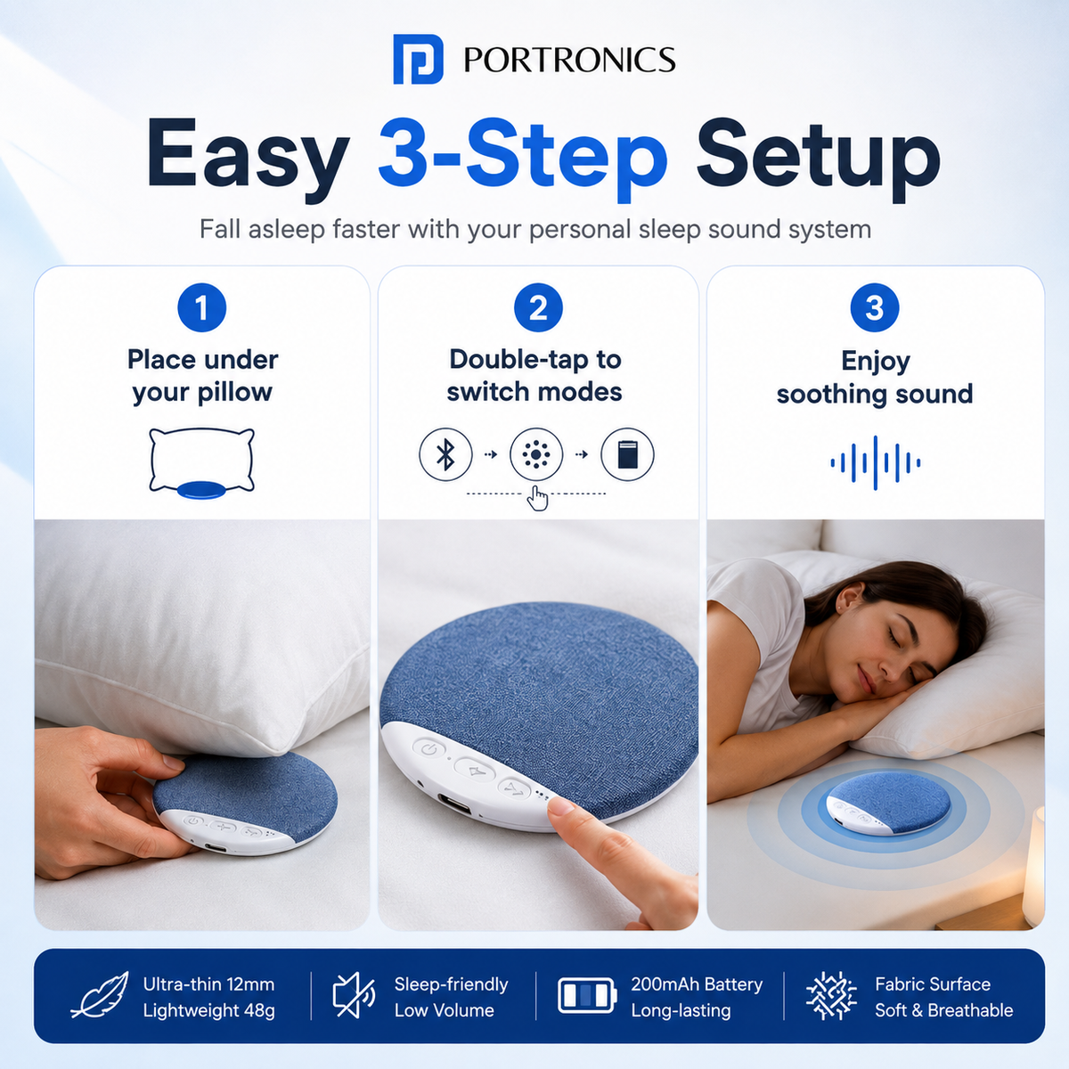 Portronics™ Pillow Pod - Sleep Speaker.
