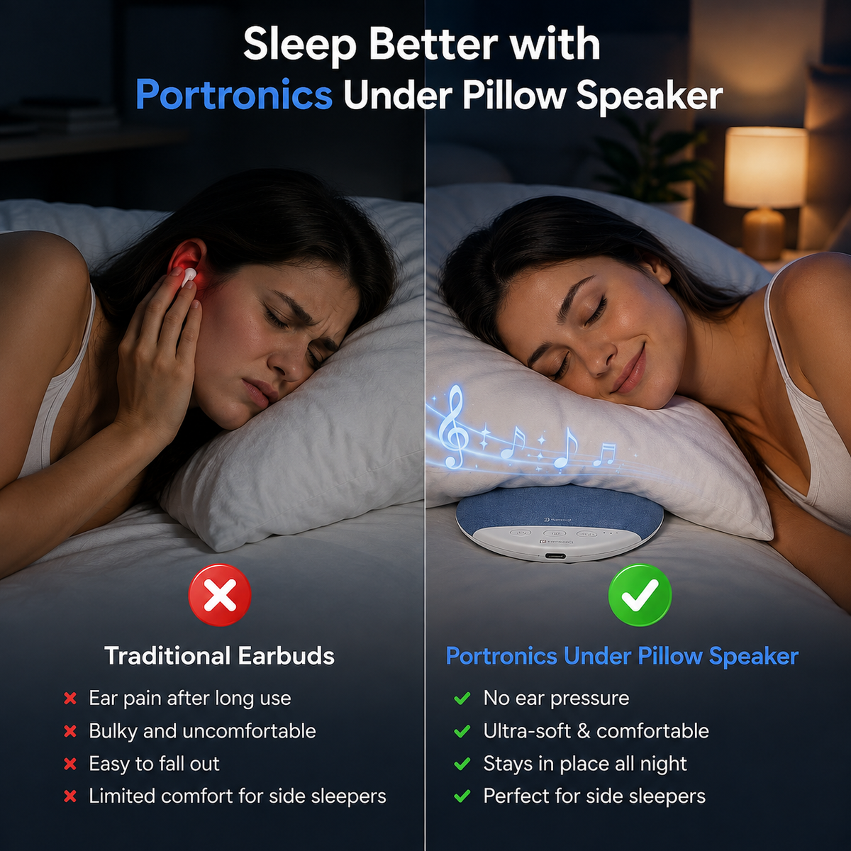 Portronics™ Pillow Pod - Sleep Speaker.