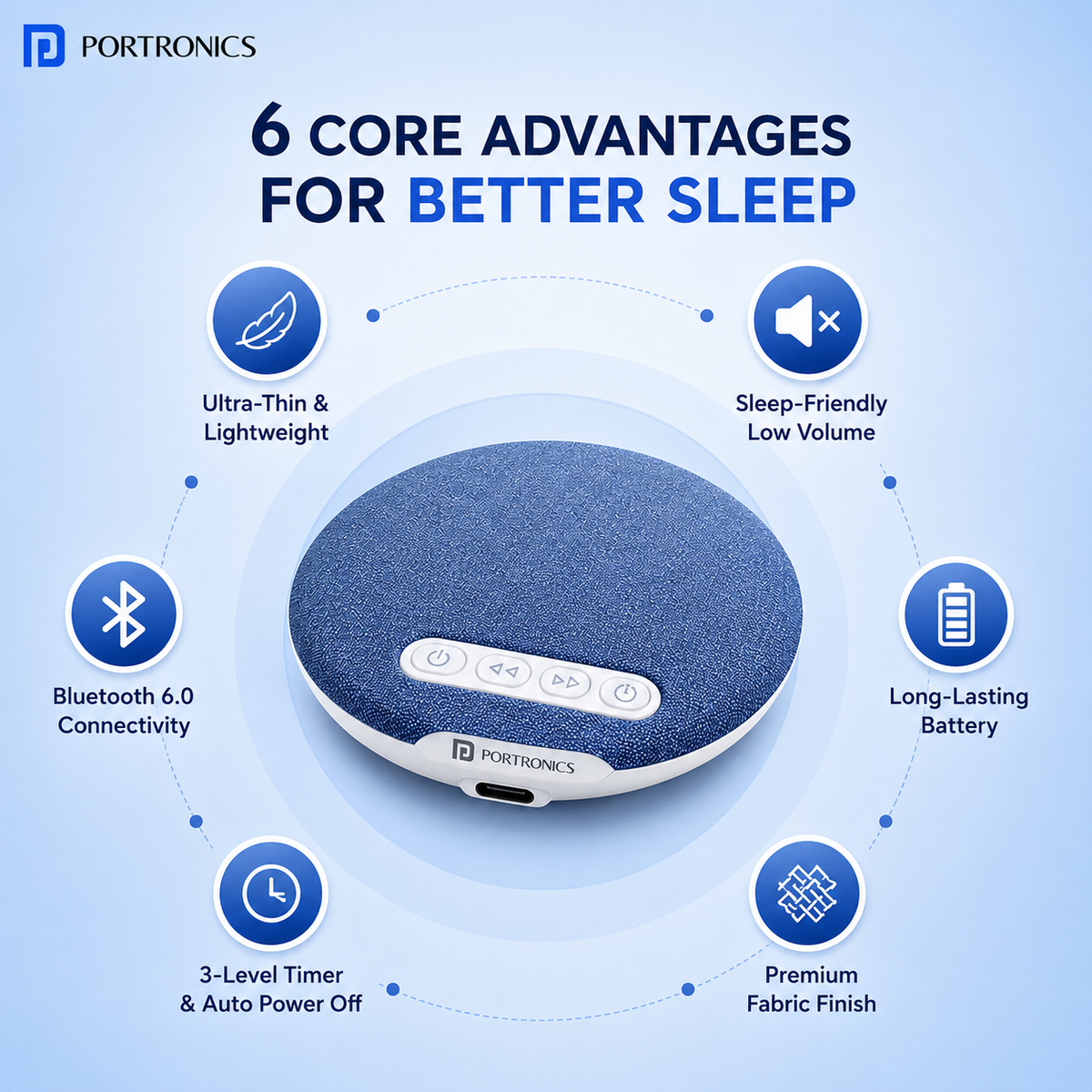 Portronics™ Pillow Pod - Sleep Speaker.